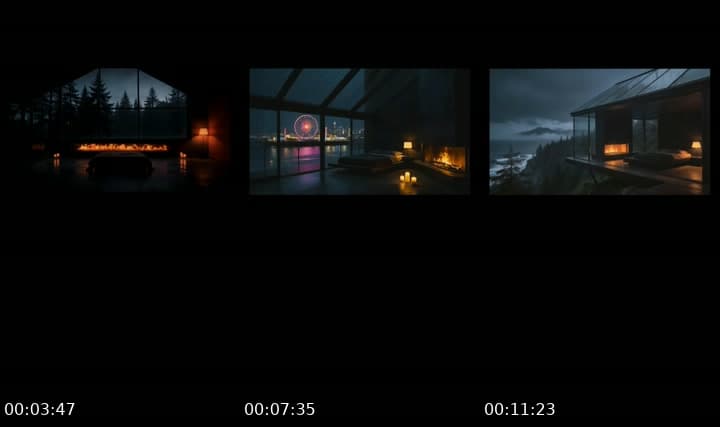 🌧️Rain Fireplace ocean relax🌧