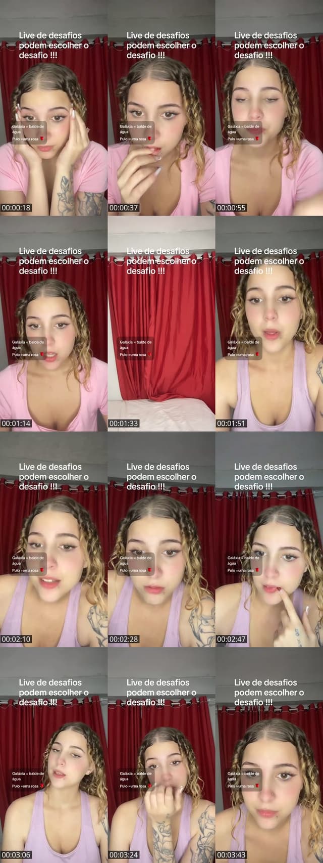 Past TikTok live: Live de desafios by @tativyy0