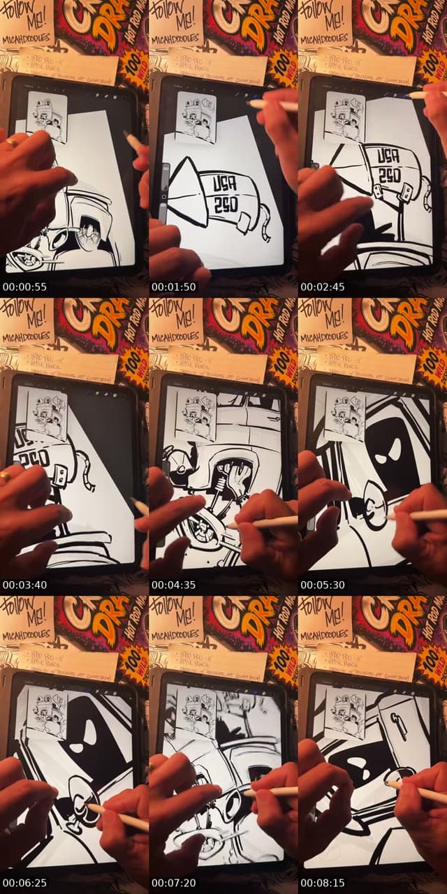 How to draw a hot rod - @micahdoodles