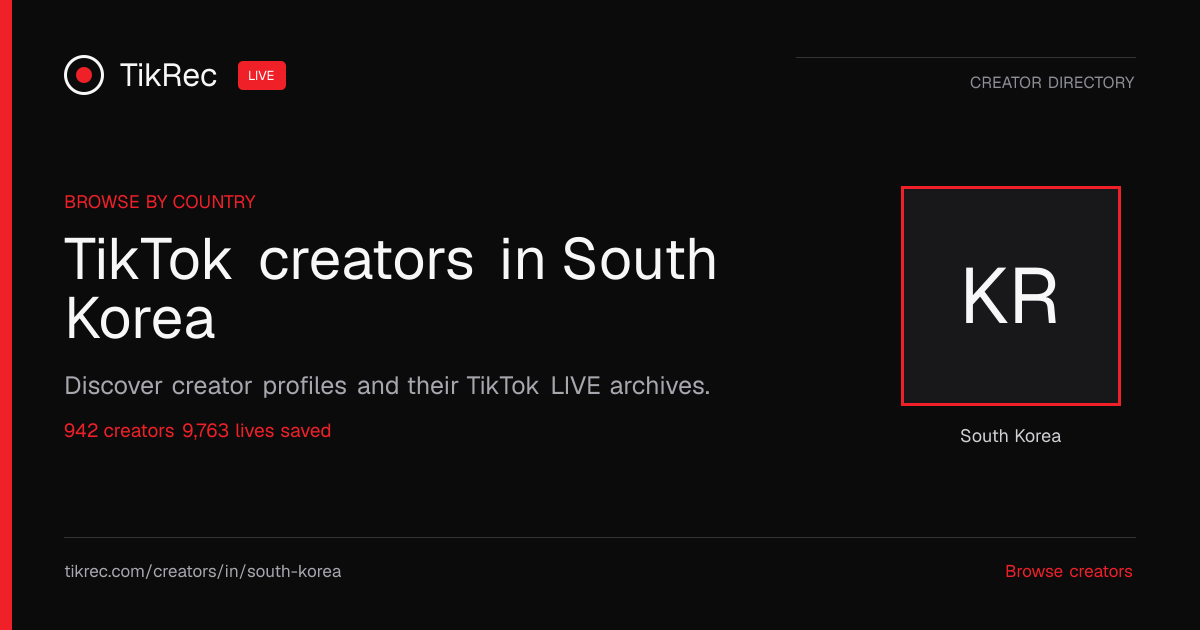 Top TikTok Live Creators in South Korea - Page 13 | TikRec