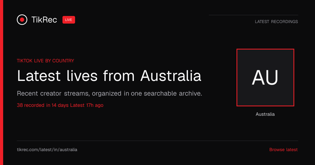 Latest TikTok Lives from Australia | TikRec
