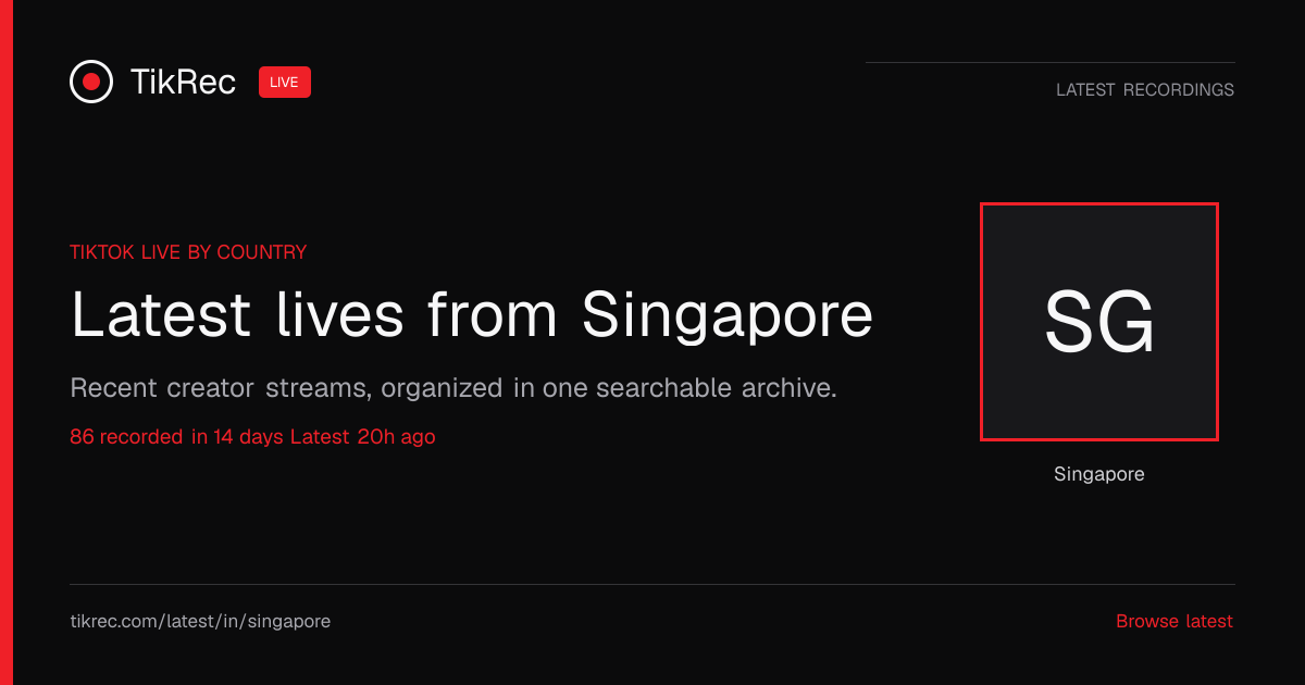 Latest TikTok Lives from Singapore | TikRec