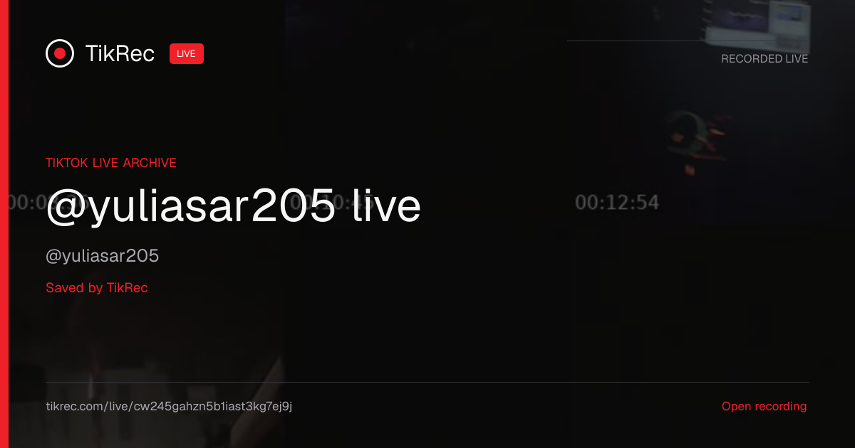 @yuliasar205 TikTok Live · 2026-08-15 21:04 UTC | TikRec