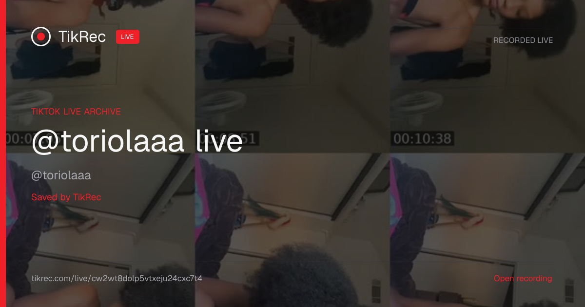 @toriolaaa TikTok Live · 2026-08-10 01:27 UTC | TikRec