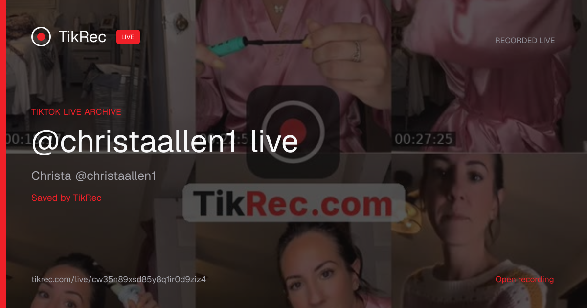 @christaallen1 TikTok Live · 2026-09-10 10:30 UTC | TikRec