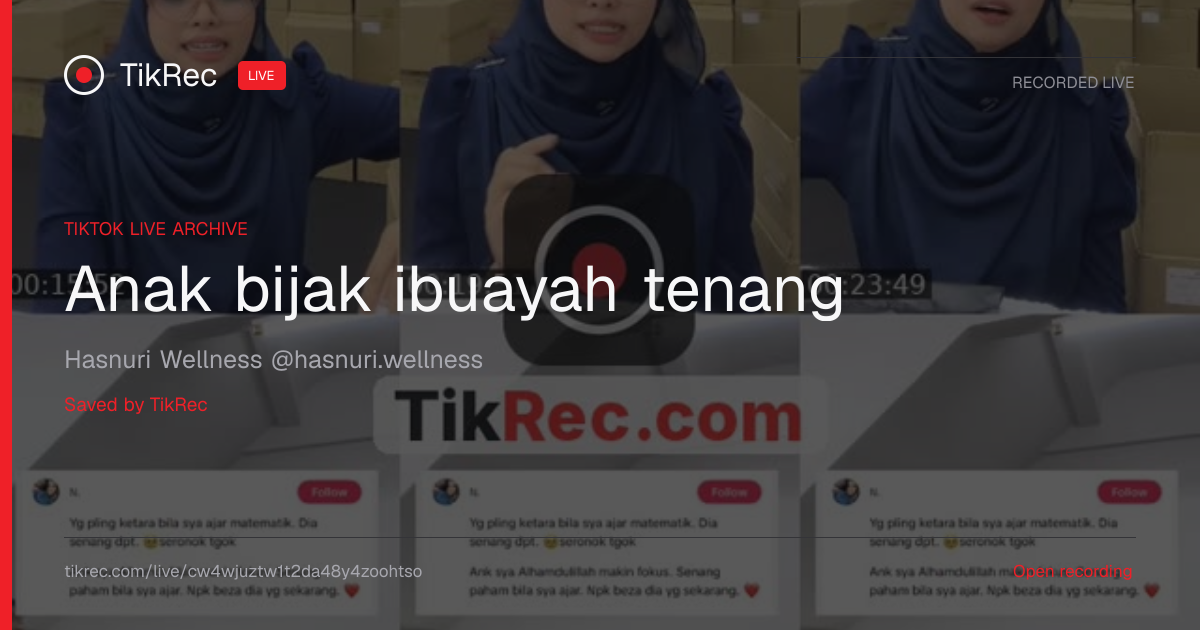 @hasnuri.wellness TikTok Live · 2026-09-29 05:56 UTC | TikRec