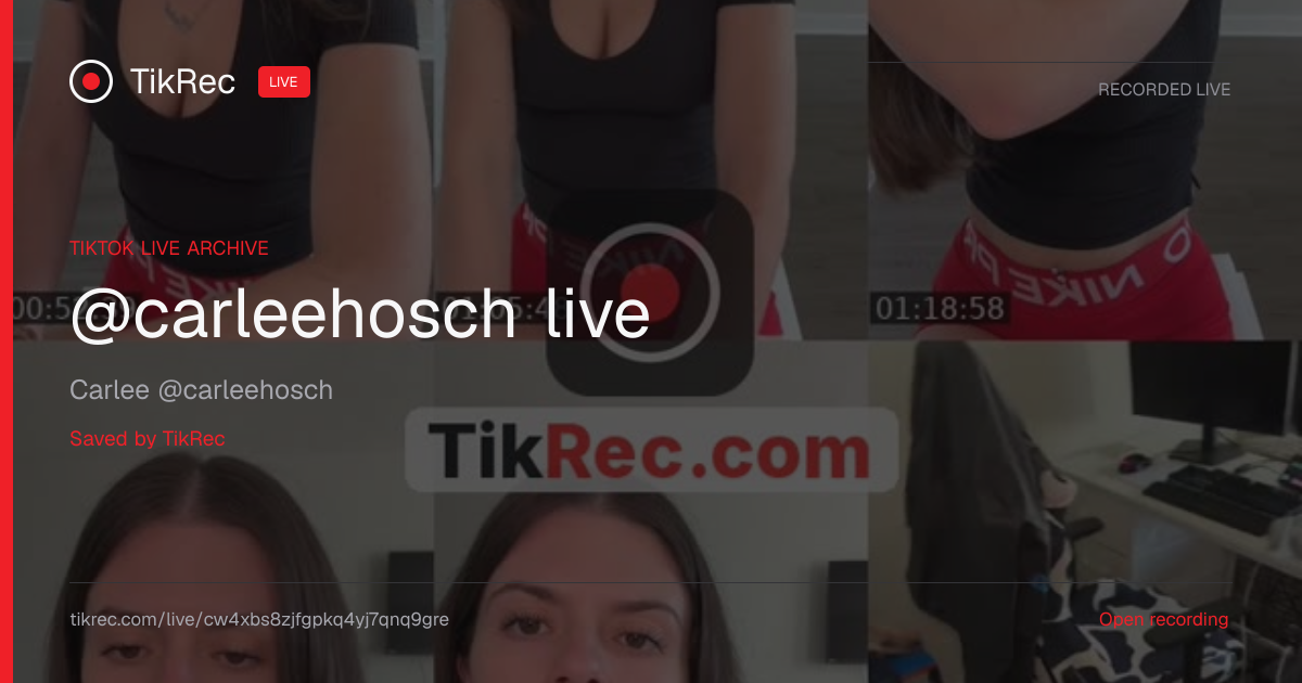 @carleehosch TikTok Live · 2026-09-29 18:59 UTC | TikRec