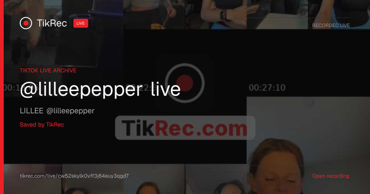 @lilleepepper TikTok Live · 2026-10-28 19:27 UTC | TikRec