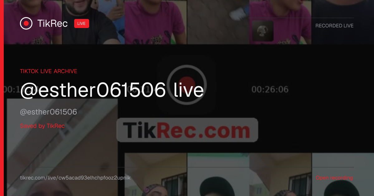 @esther061506 TikTok Live · 2026-10-08 21:33 UTC | TikRec