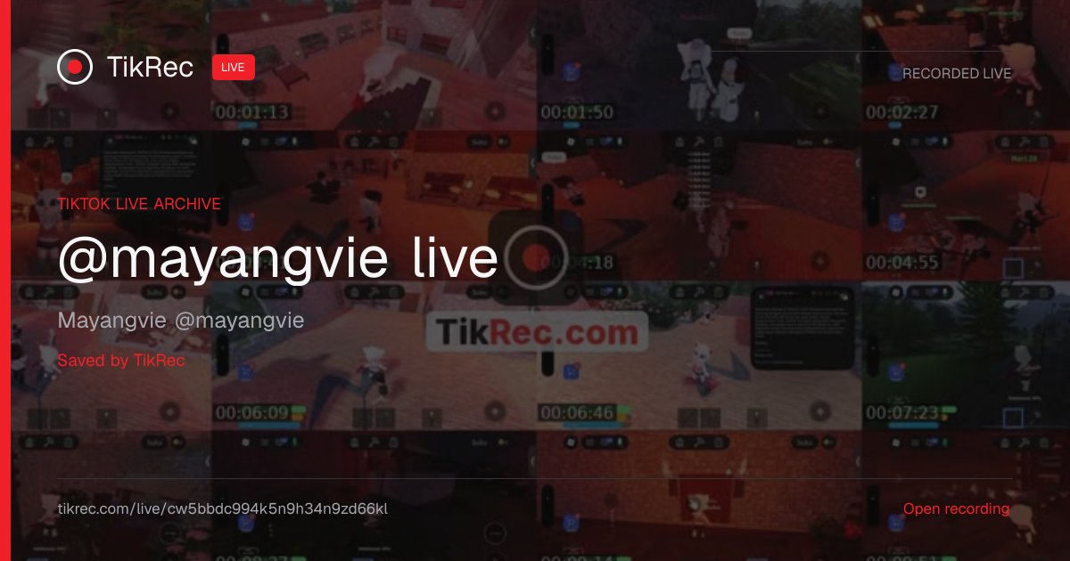 @mayangvie TikTok Live · 2026-10-09 13:55 UTC | TikRec