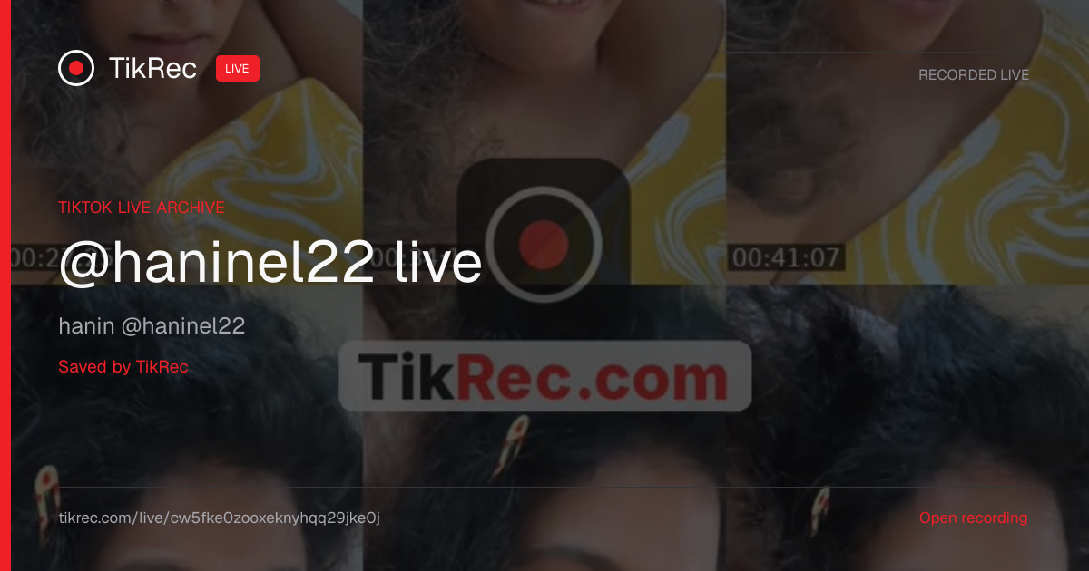 @haninel22 TikTok Live · 2026-10-12 13:20 UTC | TikRec