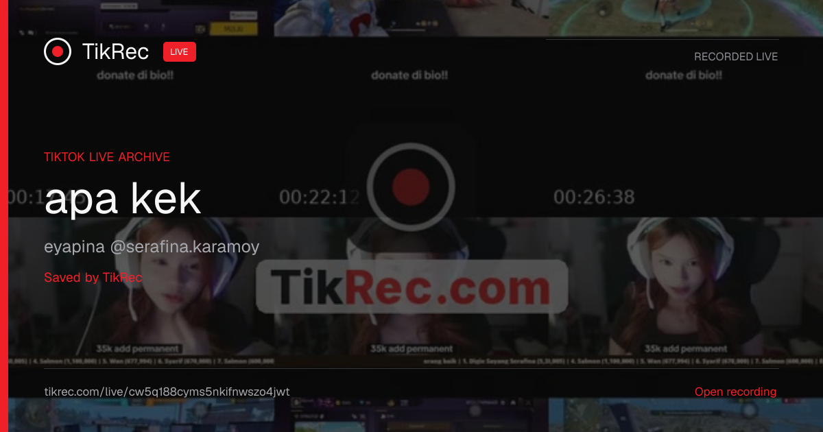@serafina.karamoy TikTok Live · 2026-10-20 14:25 UTC | TikRec