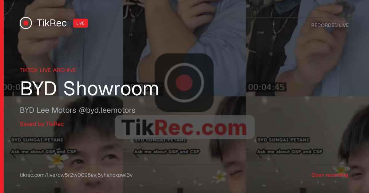 @byd.leemotors TikTok Live · 2026-10-21 07:31 UTC | TikRec