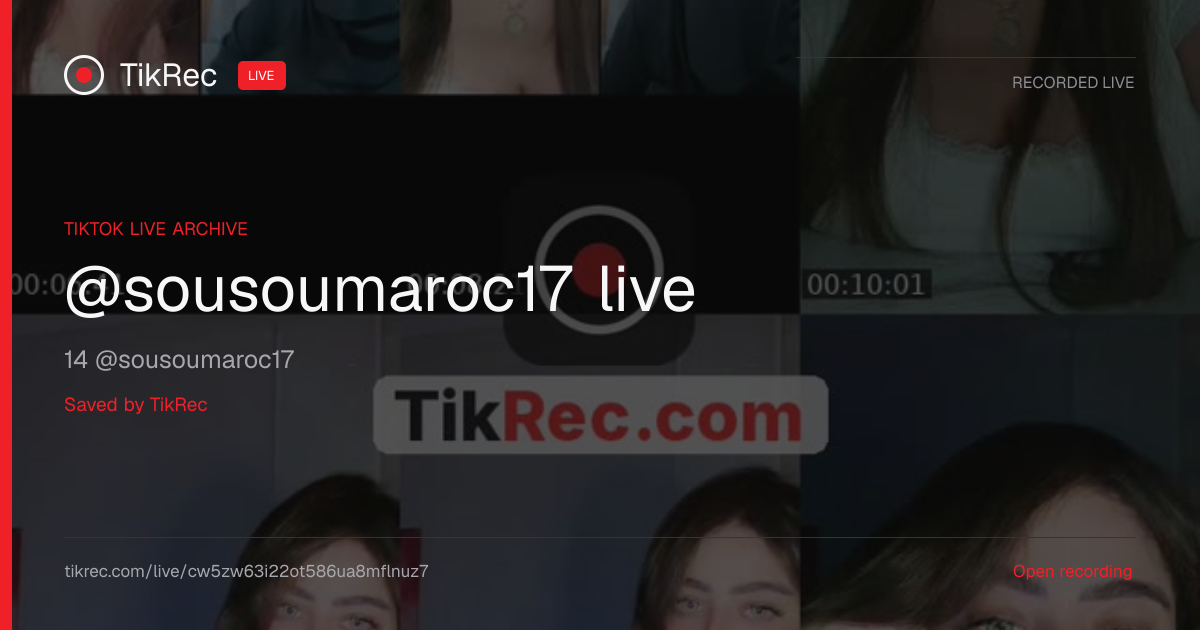@sousoumaroc17 TikTok Live · 2026-10-26 19:13 UTC | TikRec